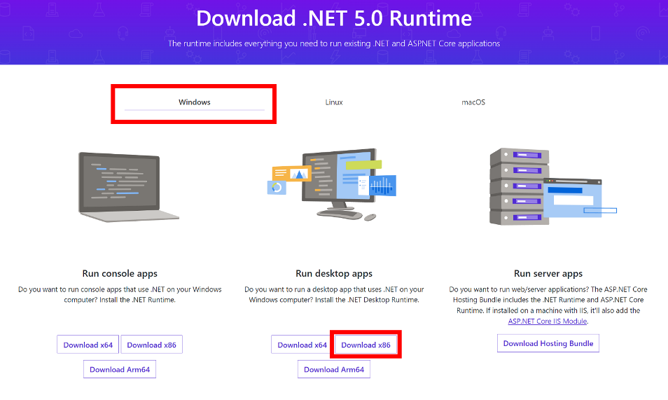 Instalace .NET 5 Runtime